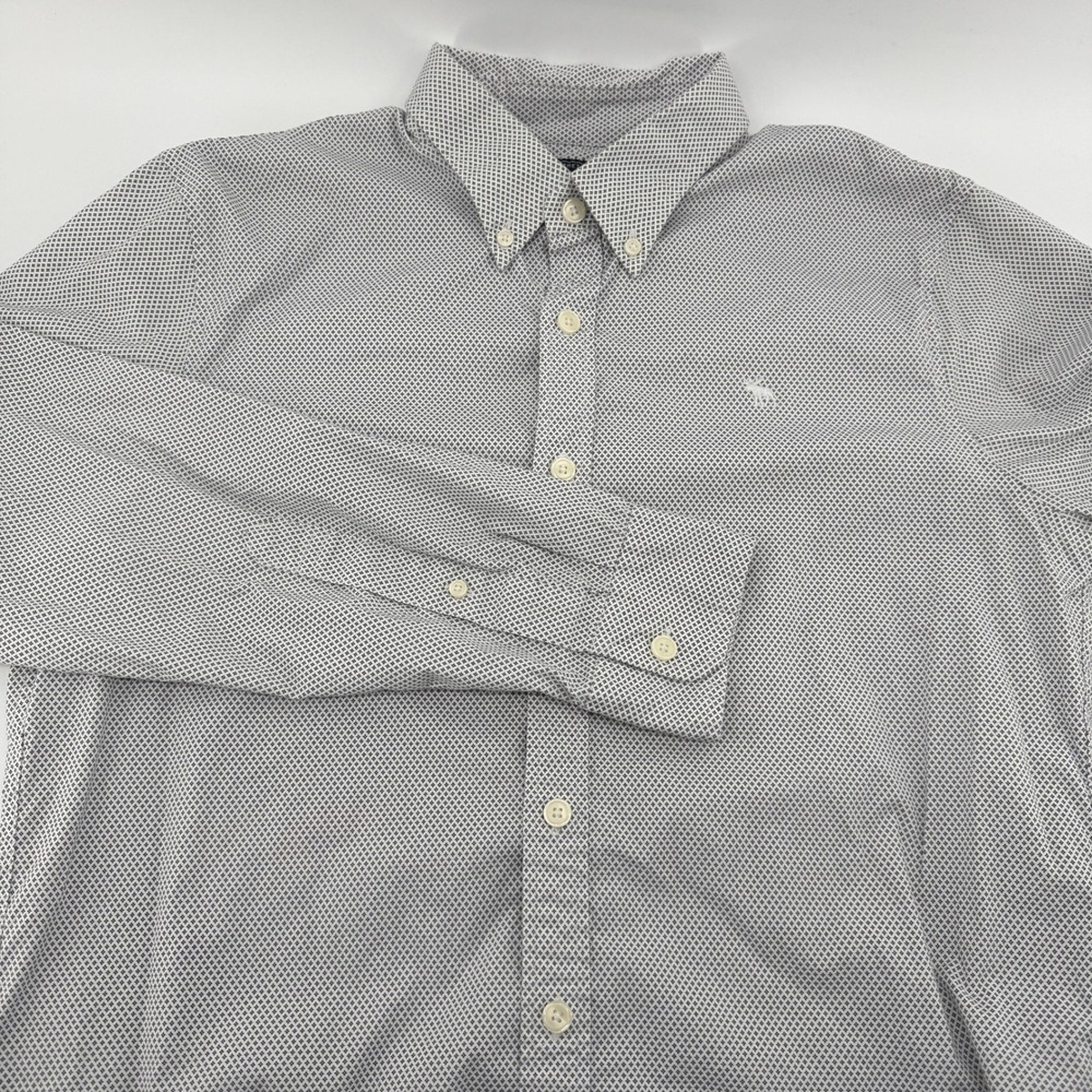 Abercrombie & Fitch Shirt Mens M Stretch Long Sleeve‎ Button Down Gray Geometric